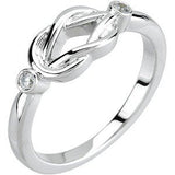 14K Gold Round Natural Diamond Accented Knot Ring – 2mm Stones - White Gold