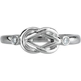 14K Gold Round Natural Diamond Accented Knot Ring – 2mm Stones - White Gold - view 3