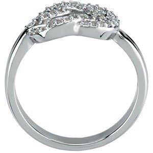 14K Gold Round Natural Diamond Accented Knot Ring III - White Gold - view 2