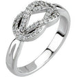 14K Gold Round Natural Diamond Accented Knot Ring III - White Gold