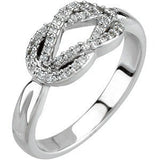 14K Gold Round Natural Diamond Accented Knot Ring III - White Gold