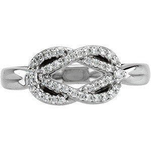 14K Gold Round Natural Diamond Accented Knot Ring III - White Gold - view 3