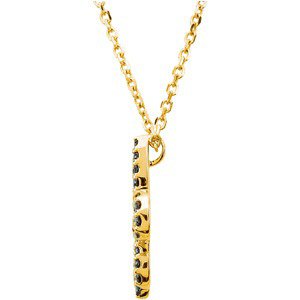 14K Gold Natural Black Diamond Fleur-de-lis Necklace - Yellow Gold - view 2