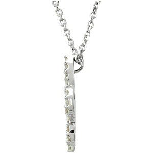 14K Gold Round Natural Diamond Fleur-de-Lis Necklace - White Gold - view 2