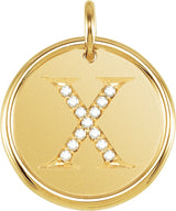14K Gold Round Natural Diamond Posh Mommy® Initial Necklace or Pendant - Yellow Gold