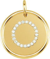 14K Gold Round Natural Diamond Posh Mommy® Initial Necklace or Pendant - Yellow Gold