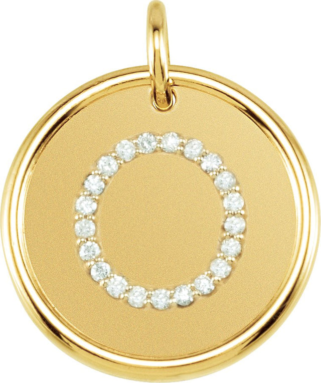 14K Gold Round Natural Diamond Posh Mommy® Initial Necklace or Pendant - Yellow Gold