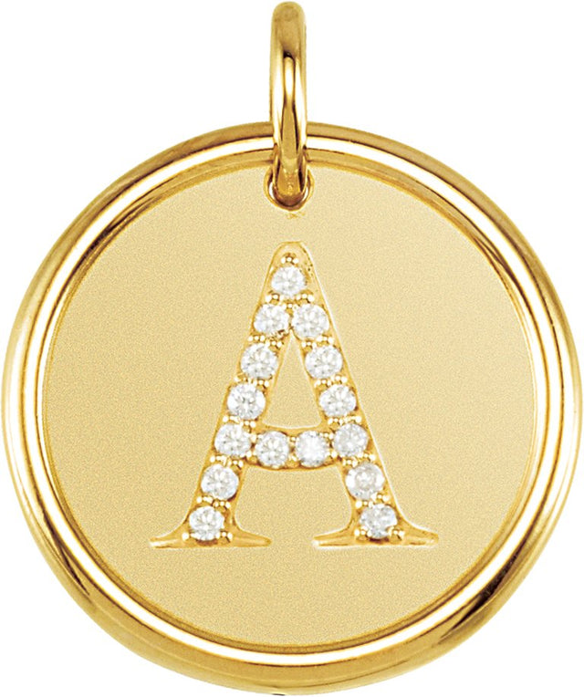 14K Gold Round Natural Diamond Posh Mommy® Initial Necklace or Pendant - Yellow Gold