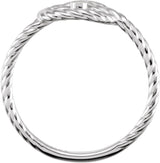 14K Gold Round Natural Diamond Rope Knot Ring - White Gold - view 2