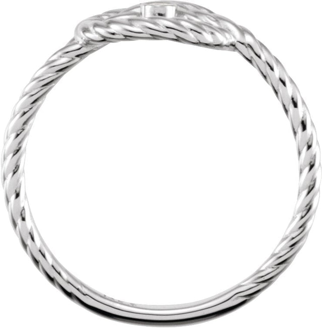 14K Gold Round Natural Diamond Rope Knot Ring - White Gold - view 2