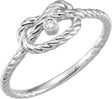 Platinum Round Natural Diamond Rope Knot Ring