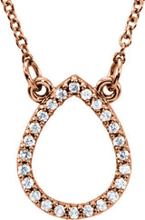 14K Gold Teardrop Necklace - Rose Gold