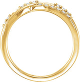 14K Gold Round Natural Diamond Criss-Cross Ring – 1.5mm Stones - Yellow Gold - view 2