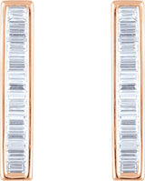 14K Gold Natural Diamond Baguette Bar Earrings - Rose Gold - view 2