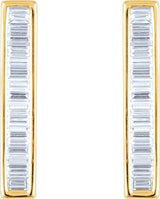 14K Gold Natural Diamond Baguette Bar Earrings - Yellow Gold - view 2