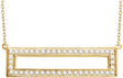 14K Gold Round Natural Diamond Rectangle Bar Necklace - Yellow Gold