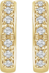 14K Gold Round Natural Diamond Accented Hoop Earrings – 1.2-1.75mm Stones - Yellow Gold - view 2