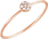 14K Gold Round Natural Diamond Petite Cluster Ring