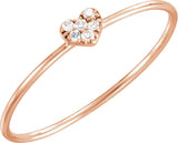 14K Gold Round Natural Diamond Petite Heart Cluster Ring - Rose Gold