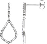 14K Gold Round Natural Diamond Geometric Earrings