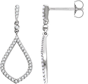 14K Gold Round Natural Diamond Geometric Earrings