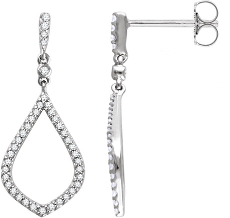 14K Gold Round Natural Diamond Geometric Earrings