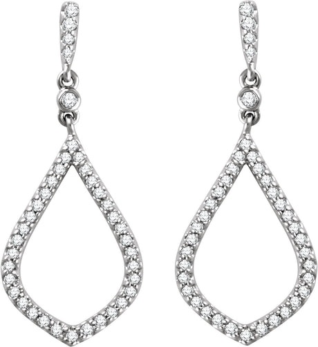 14K Gold Round Natural Diamond Geometric Earrings - view 2