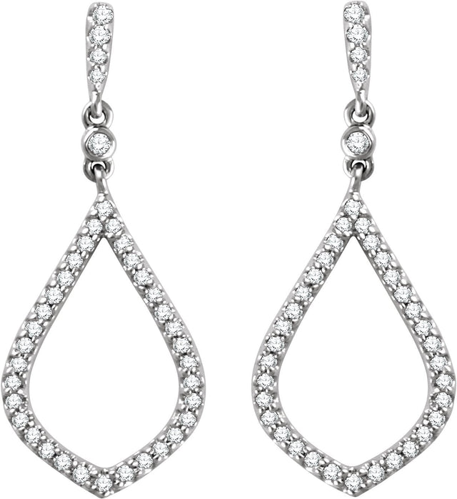 14K Gold Round Natural Diamond Geometric Earrings - view 2