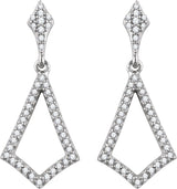 14K Gold Round Natural Diamond Geometric Earrings II - view 2
