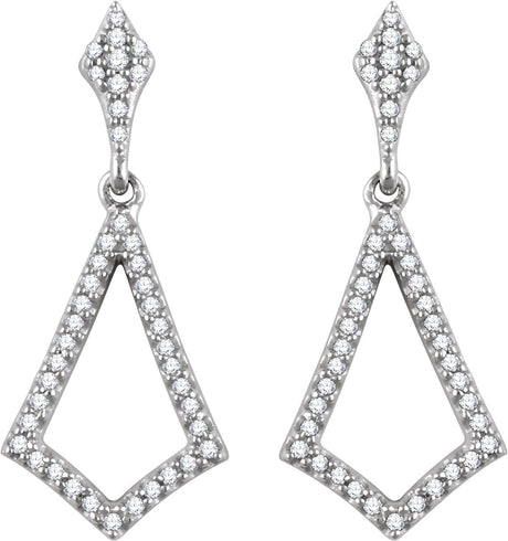 14K Gold Round Natural Diamond Geometric Earrings II - view 2