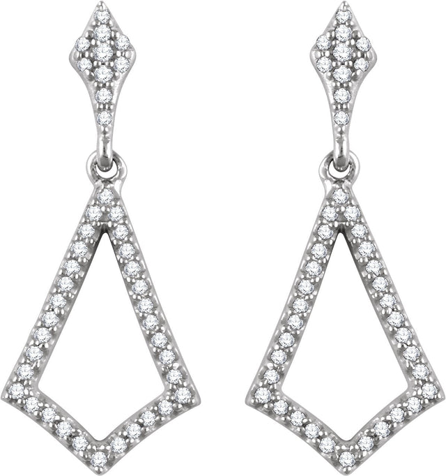 14K Gold Round Natural Diamond Geometric Earrings II - view 2