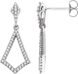 14K Gold Round Natural Diamond Geometric Earrings II