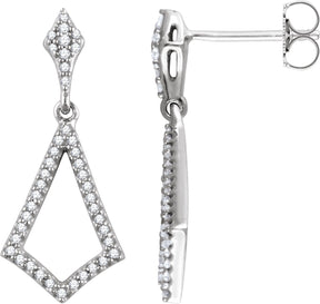 14K Gold Round Natural Diamond Geometric Earrings II