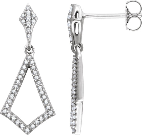 14K Gold Round Natural Diamond Geometric Earrings II
