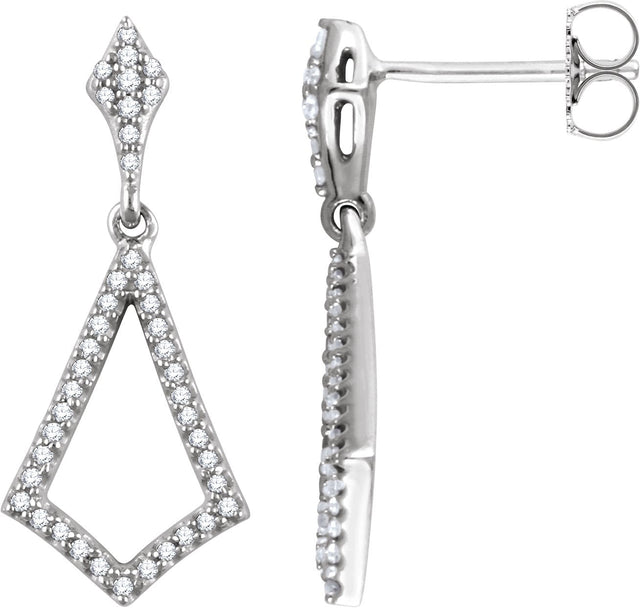 14K Gold Round Natural Diamond Geometric Earrings II