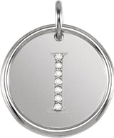 14K Gold Round Natural Diamond Posh Mommy® Initial Necklace or Pendant - White Gold
