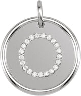 14K Gold Round Natural Diamond Posh Mommy® Initial Necklace or Pendant - White Gold