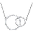 14K Gold Round Natural Diamond Interlocking Circle Necklace – 1/3 CTW - White Gold