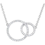 14K Gold Round Natural Diamond Interlocking Circle Necklace – 1/3 CTW - White Gold