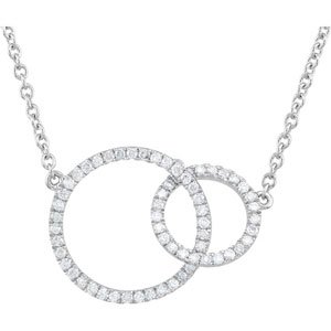14K Gold Round Natural Diamond Interlocking Circle Necklace – 1/3 CTW - White Gold