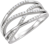 Platinum Round Natural Diamond Criss-Cross Ring