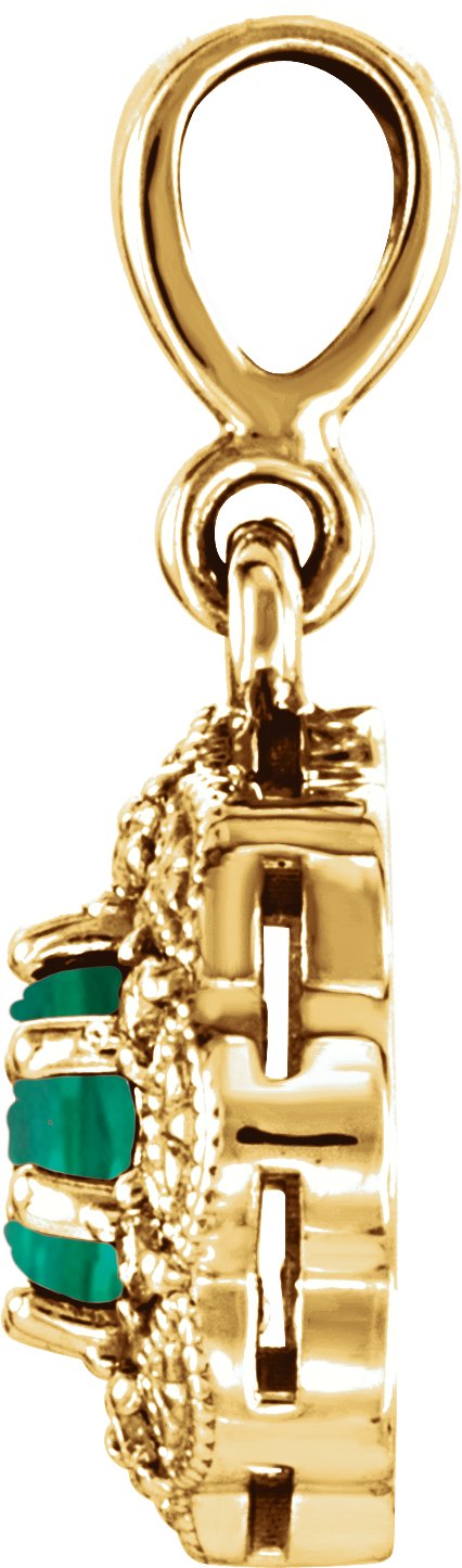 Platinum Round Natural Emerald Halo-Style Pendant – 0.06 CTW - view 2