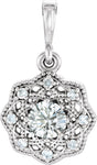 14K Gold Round Natural Diamond Halo-Style Pendant - White Gold