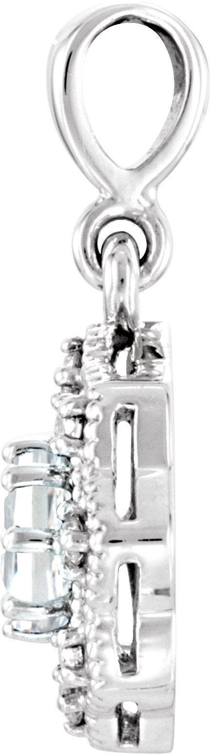 Platinum Round Natural Diamond Halo-Style Pendant - view 2