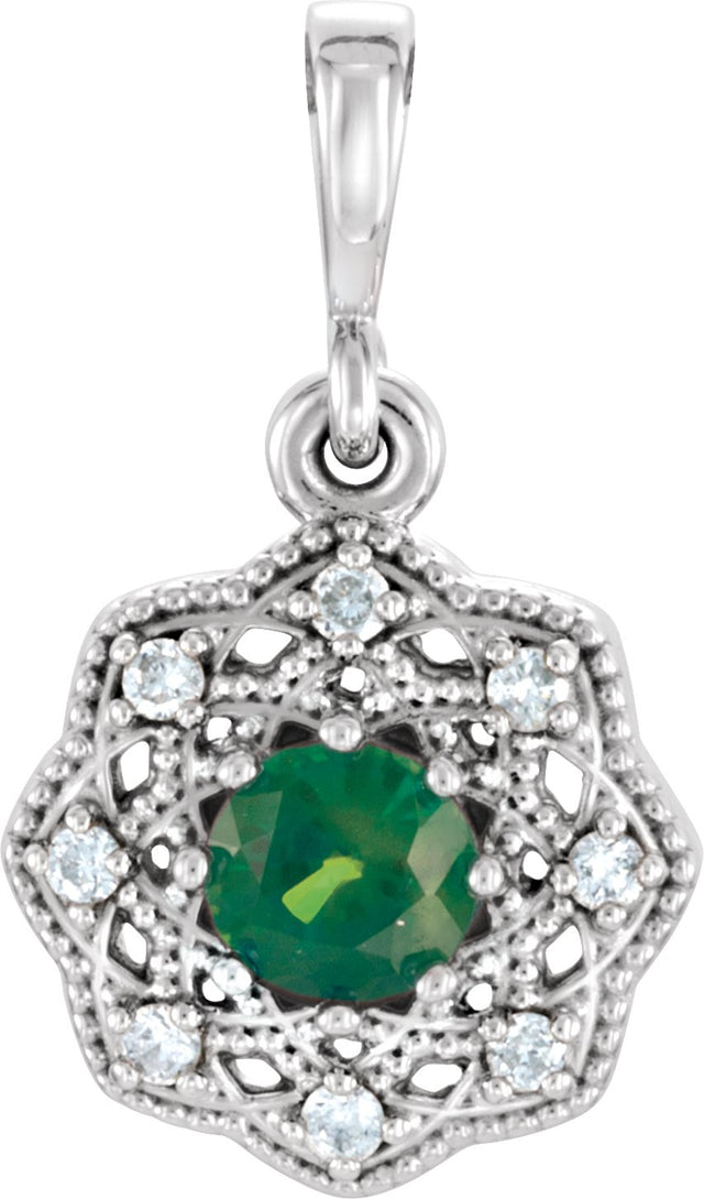 Platinum Round Natural Ruby Halo-Style Pendant