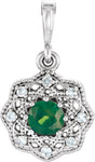 Platinum Round Natural Ruby Halo-Style Pendant