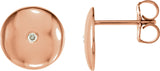 14K Gold Round Natural Diamond Domed Circle Earrings - Rose Gold