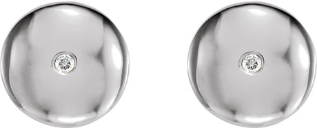 Platinum Round Natural Diamond Domed Circle Earrings - view 2