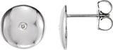 Platinum Round Natural Diamond Domed Circle Earrings