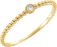 14K Gold Round Natural Diamond Beaded Bezel-Set Solitaire Ring - Yellow Gold
